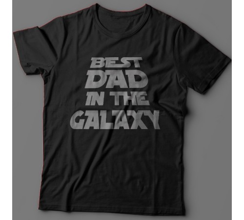 Прикольная футболка с надписью "Best dad in the galaxy" ("Лучший батя в галактике")