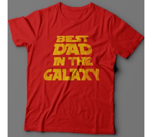 Прикольная футболка с надписью "Best dad in the galaxy" ("Лучший батя в галактике")