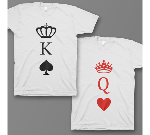Парные футболки для влюбленных "Король пики и Королева черви"