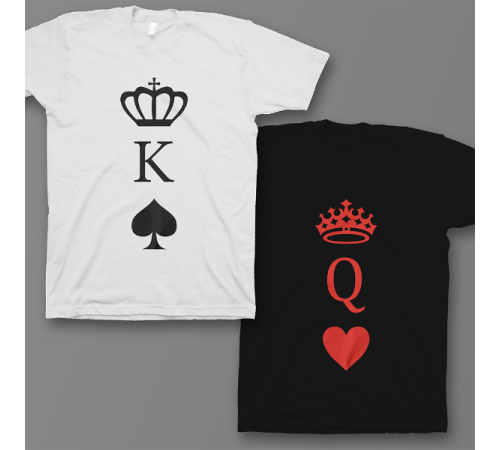 Парные футболки для влюбленных "Король пики и Королева черви"