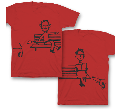 Парные футболки для влюбленных "Парочка на скамейке"