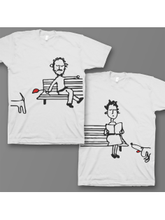 Парные футболки для влюбленных "Парочка на скамейке"
