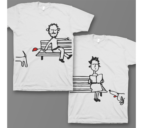 Парные футболки для влюбленных "Парочка на скамейке"