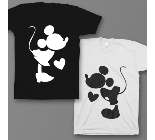 Парные футболки для влюбленных "Микки и Мини Маус"