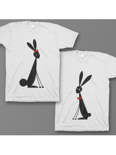 Парные футболки для влюбленных "Милые кролики"
