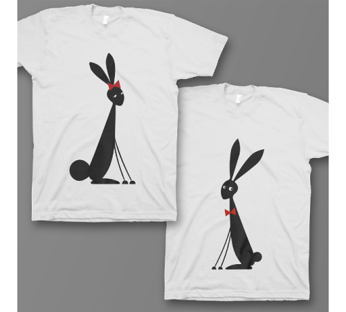 Парные футболки для влюбленных "Милые кролики"
