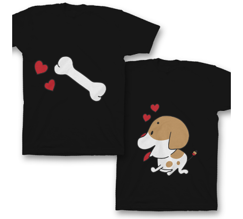 Парные футболки для влюбленных "Собачка и любимая косточка"