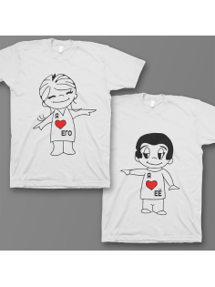 Парные футболки для влюбленных "Я ❤️ его" / "Я ❤️ её"