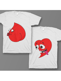 Парные футболки для влюбленных "Похотливые сердечками"