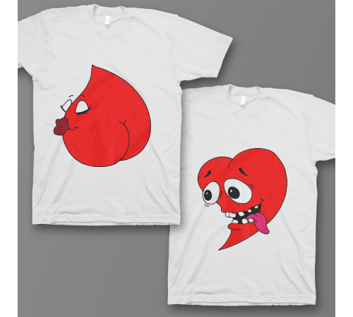 Парные футболки для влюбленных "Похотливые сердечками"