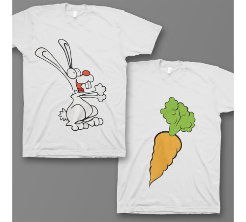 Парные футболки для влюбленных "Кролик и морковка"