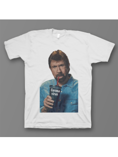 Прикольная футболка с принтом "Чак Норрис пьет коронавирус"
