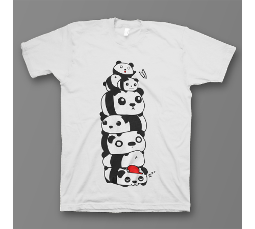 Прикольная футболка с принтом "Большая куча из панд"