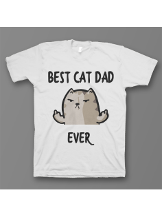 Прикольная футболка с принтом "Best cat dad ever"