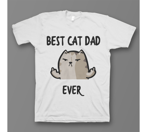 Прикольная футболка с принтом "Best cat dad ever"