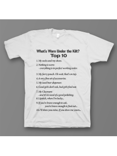 Прикольная футболка с принтом "What's Worn under the Kilt?"