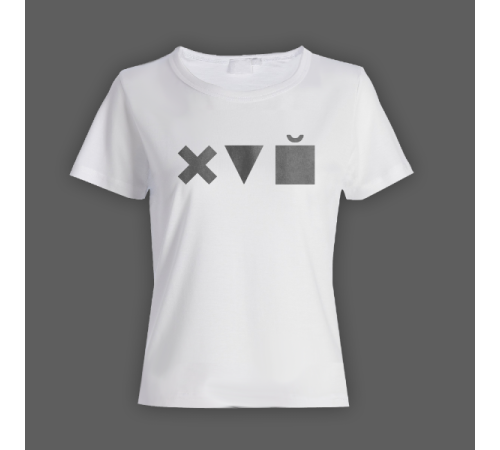 Женская прикольная футболка с принтом "Икс Треугольник Куб"