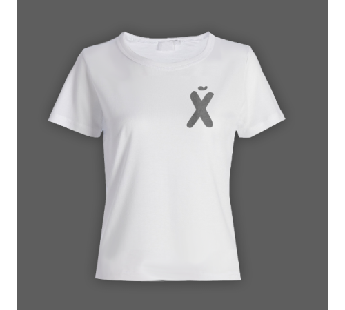 Женская прикольная футболка с маленьким принтом "буква Х*Й"