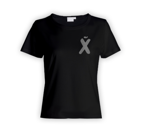 Женская прикольная футболка с маленьким принтом "буква Х*Й"