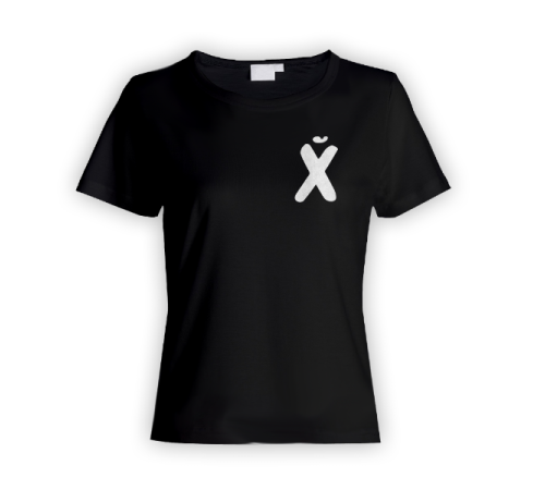 Женская прикольная футболка с маленьким принтом "буква Х*Й"