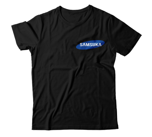 Прикольная футболка с маленькой надписью "Samsuka"