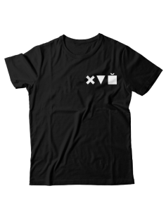 Прикольная футболка с маленьким принтом "Икс Треугольник Куб"
