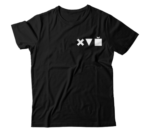 Прикольная футболка с маленьким принтом "Икс Треугольник Куб"