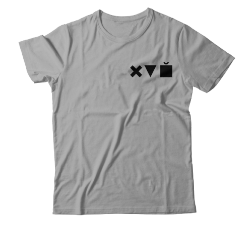 Прикольная футболка с маленьким принтом "Икс Треугольник Куб"