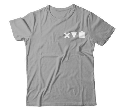 Прикольная футболка с маленьким принтом "Икс Треугольник Куб"