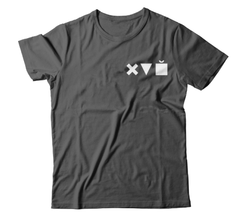 Прикольная футболка с маленьким принтом "Икс Треугольник Куб"