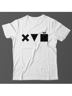 Прикольная футболка с принтом "Икс Треугольник Куб"