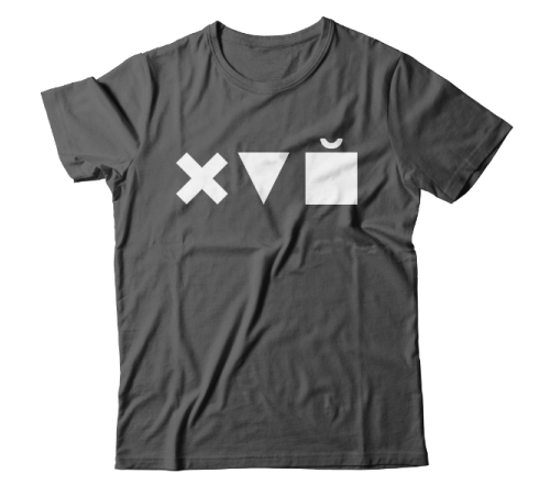 Прикольная футболка с принтом "Икс Треугольник Куб"