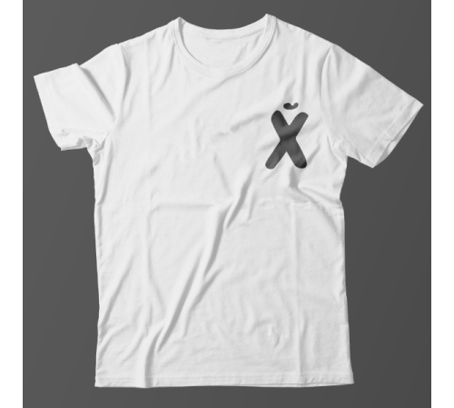 Прикольная футболка с маленьким принтом "буква Х*Й"
