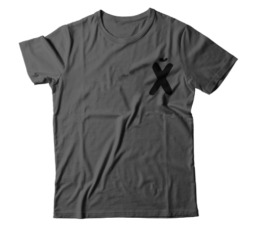 Прикольная футболка с маленьким принтом "буква Х*Й"