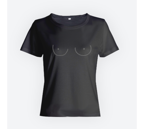 Женская прикольная футболка с нарисованной грудью