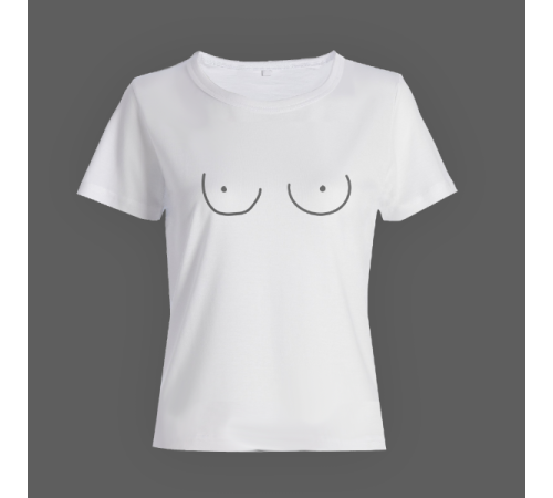 Женская прикольная футболка с нарисованной грудью