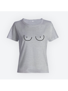 Женская прикольная футболка с нарисованной грудью