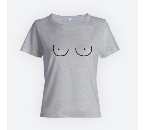 Женская прикольная футболка с нарисованной грудью