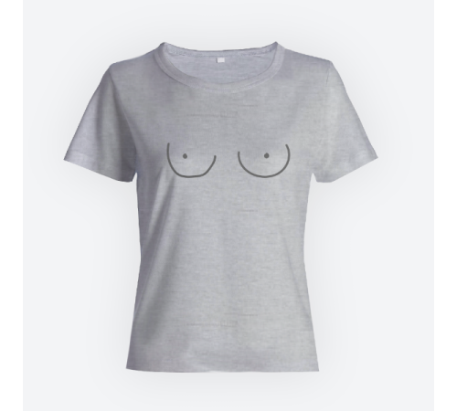 Женская прикольная футболка с нарисованной грудью