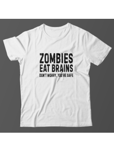 Прикольная футболка с принтом "Zombies eat brains"