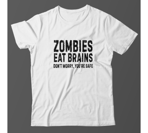 Прикольная футболка с принтом "Zombies eat brains"