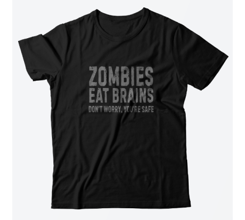 Прикольная футболка с принтом "Zombies eat brains"