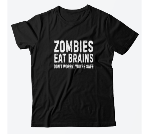 Прикольная футболка с принтом "Zombies eat brains"