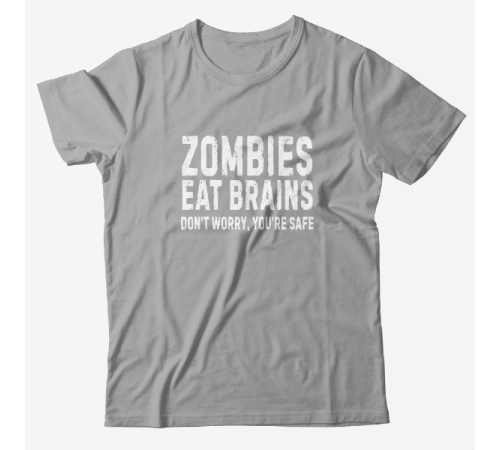 Прикольная футболка с принтом "Zombies eat brains"