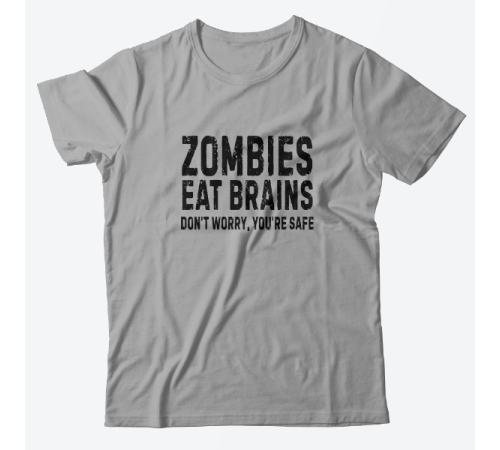Прикольная футболка с принтом "Zombies eat brains"