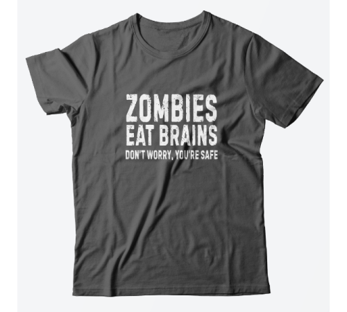 Прикольная футболка с принтом "Zombies eat brains"