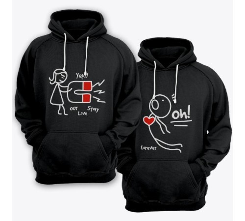 Парные толстовки с капюшоном для влюбленных "Our love story" ("История нашей любви")