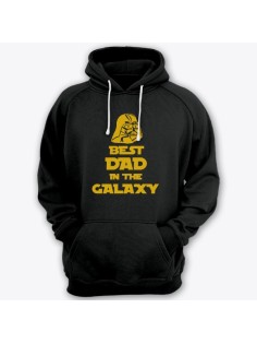 Толстовка с капюшоном для папы с надписью "Best dad in the galaxy"