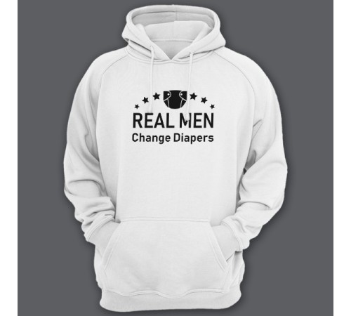 Толстовка с капюшоном для папы с надписью "Real man change diapers" ("Настоящие мужики меняют подгузники")