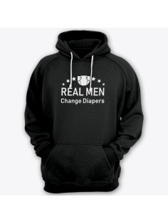 Толстовка с капюшоном для папы с надписью "Real man change diapers" ("Настоящие мужики меняют подгузники")